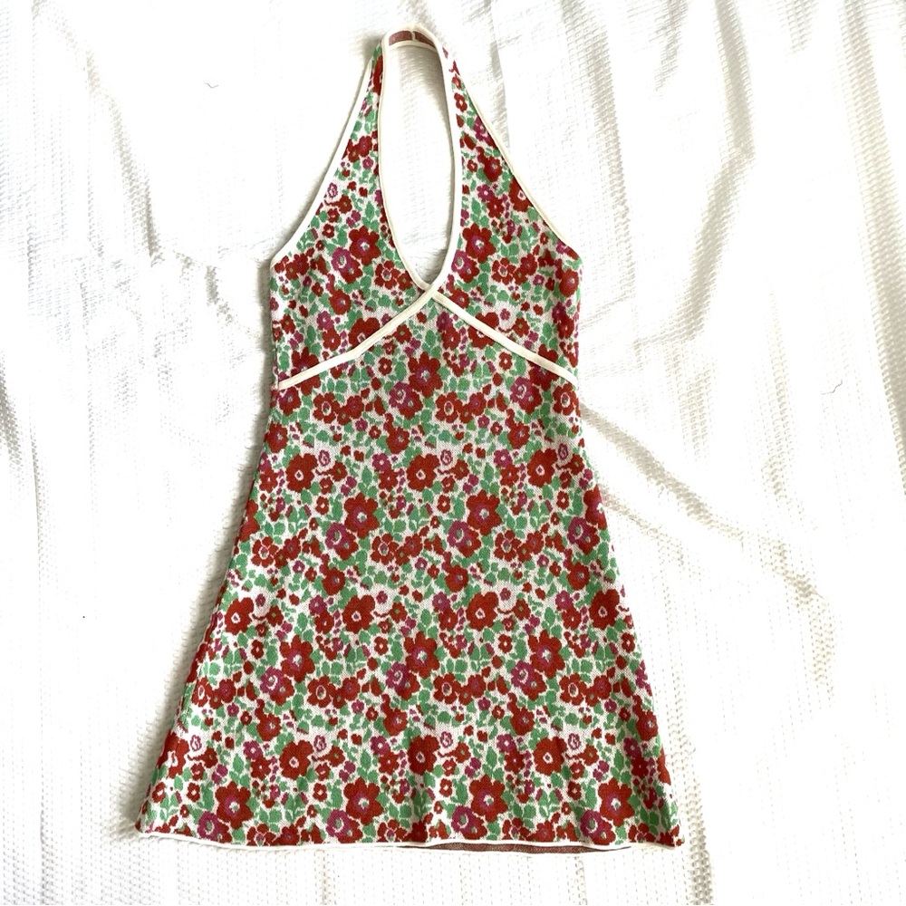 Zara Floral Mini Halter Dress